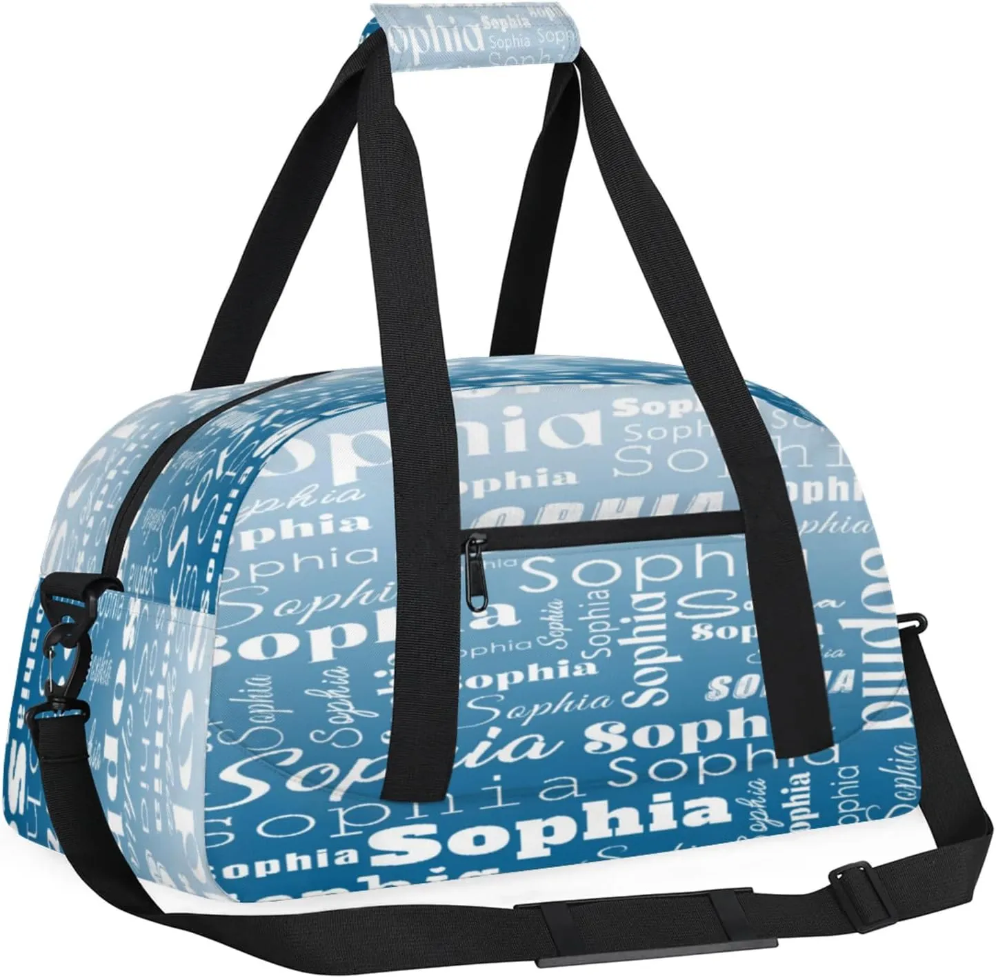 Custom Gym Duffel Bag for Women Men, Personalized Name Sport Bag Overnight Bags Customized Travel Weekender Bag, Blue Gradient