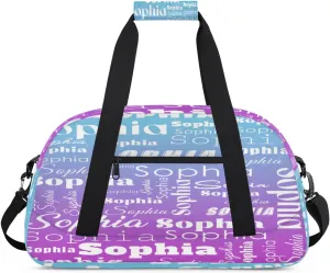 Custom Gym Duffel Bag for Women Men, Personalized Name Sport Bag Overnight Bags Customized Travel Weekender Bag, Blue Purple Gradient