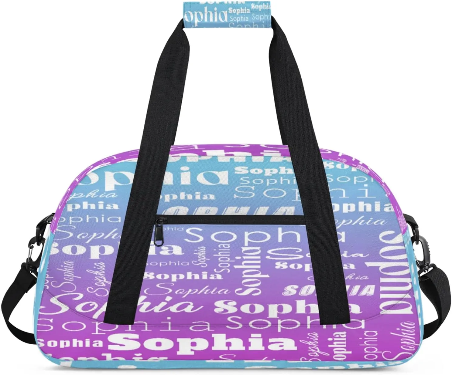 Custom Gym Duffel Bag for Women Men, Personalized Name Sport Bag Overnight Bags Customized Travel Weekender Bag, Blue Purple Gradient