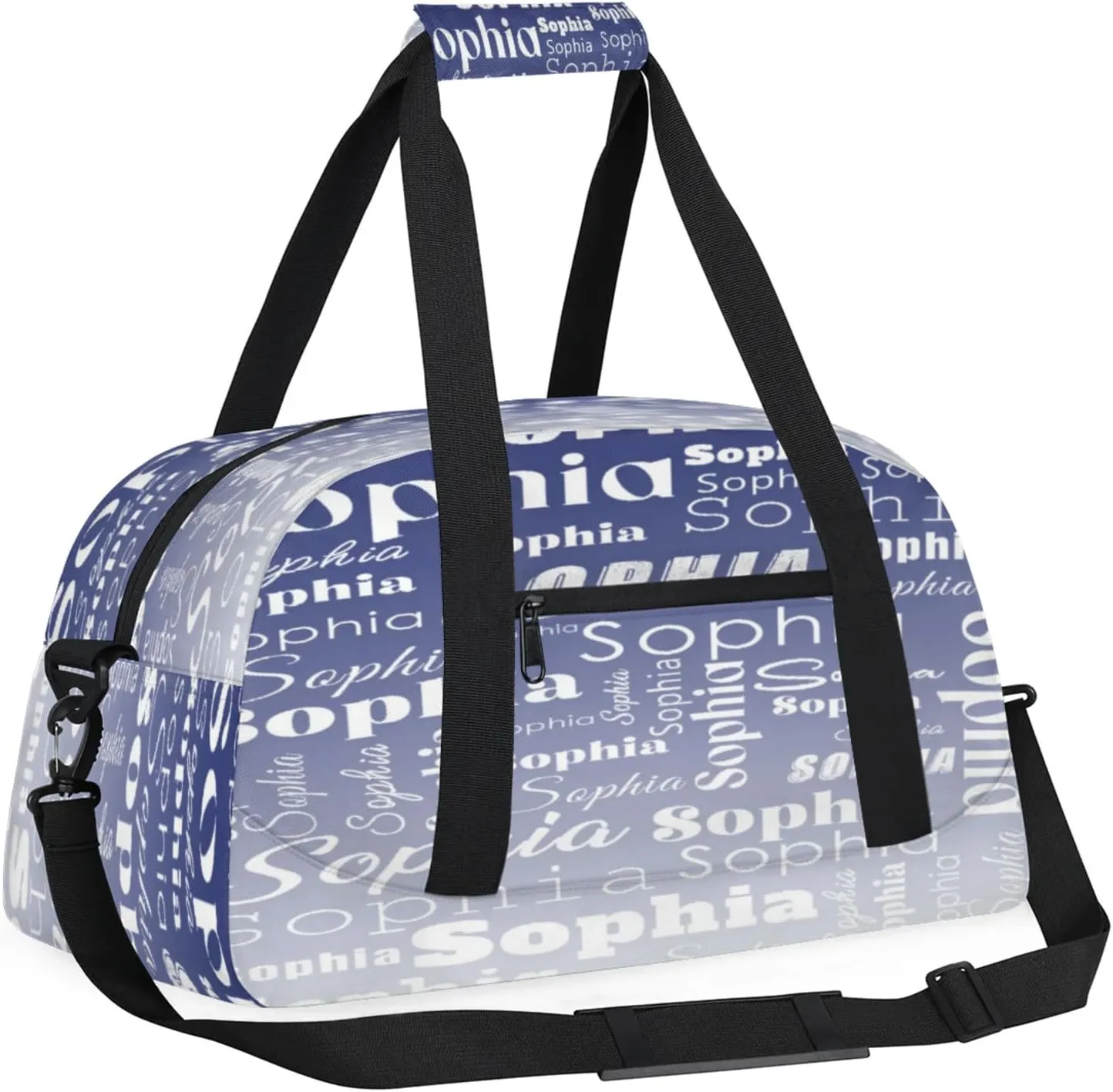 Custom Gym Duffel Bag for Women Men, Personalized Name Sport Bag Overnight Bags Customized Travel Weekender Bag, Cobalt Blue Gradient