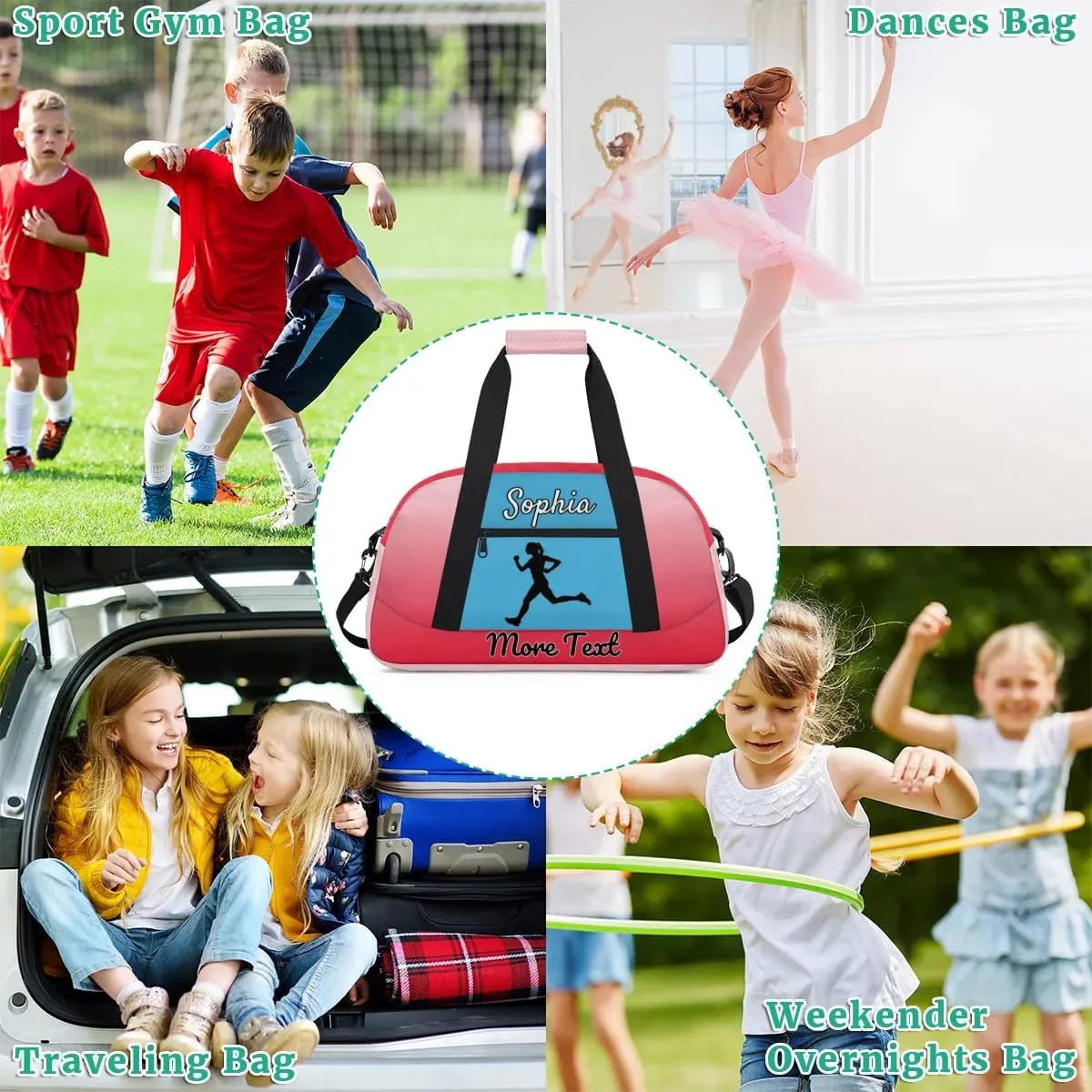 Custom Name Sports Bag, Personalized Balls Gym Duffel Bags, Lightweight Travel Overnight Weekender Bag Custom Gifts, Red Gradient