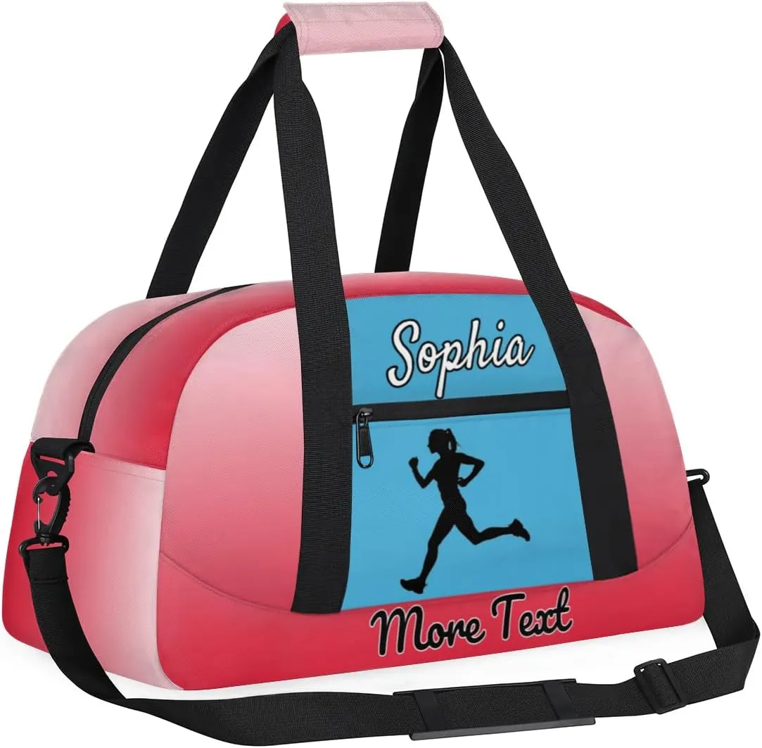 Custom Name Sports Bag, Personalized Balls Gym Duffel Bags, Lightweight Travel Overnight Weekender Bag Custom Gifts, Red Gradient