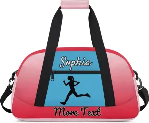 Custom Name Sports Bag, Personalized Balls Gym Duffel Bags, Lightweight Travel Overnight Weekender Bag Custom Gifts, Red Gradient