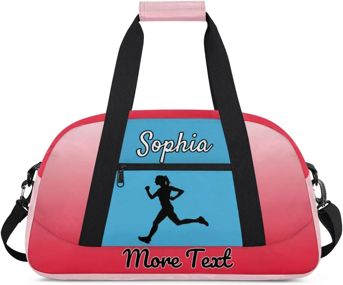 Custom Name Sports Bag, Personalized Balls Gym Duffel Bags, Lightweight Travel Overnight Weekender Bag Custom Gifts, Red Gradient