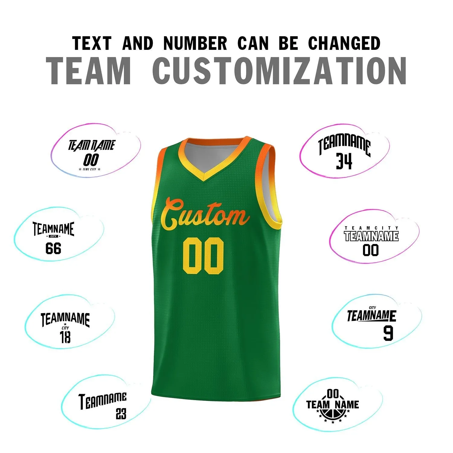 Custom Personalized Gradient Font Fashion Sports Uniform Basketball Jersey For Unisex