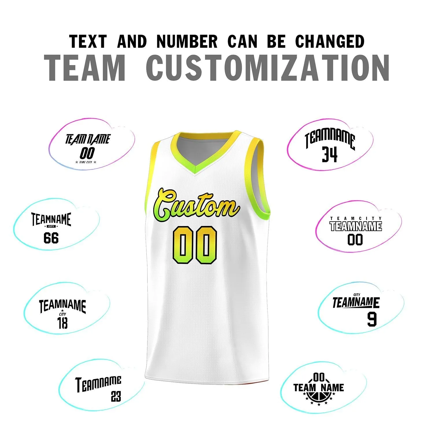 Custom Personalized Gradient Font Fashion Sports Uniform Basketball Jersey For Unisex