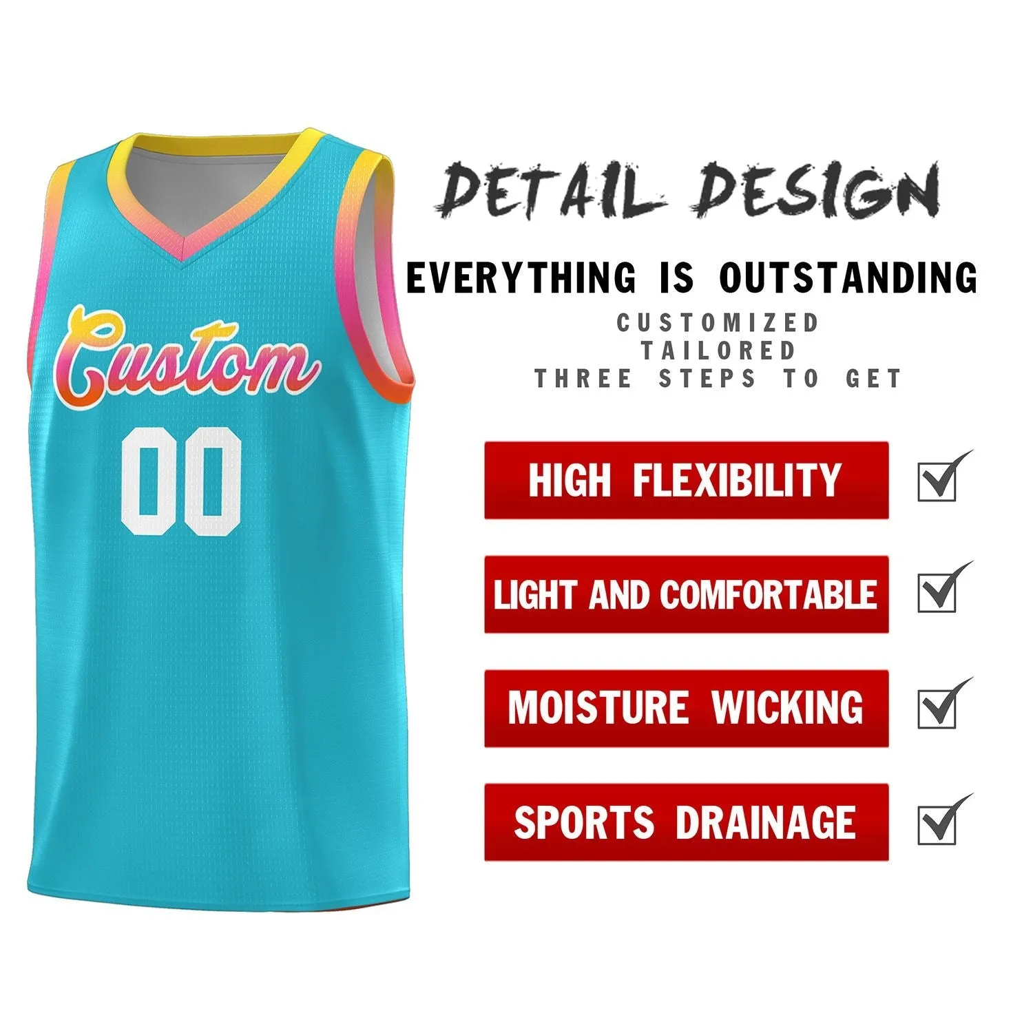 Custom Personalized Gradient Font Fashion Sports Uniform Basketball Jersey For Unisex