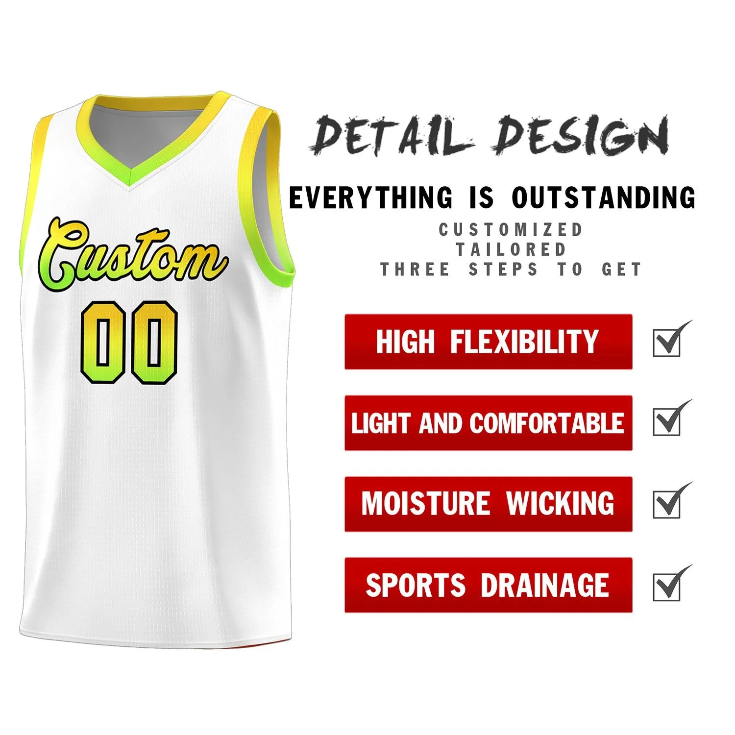 Custom Personalized Gradient Font Fashion Sports Uniform Basketball Jersey For Unisex