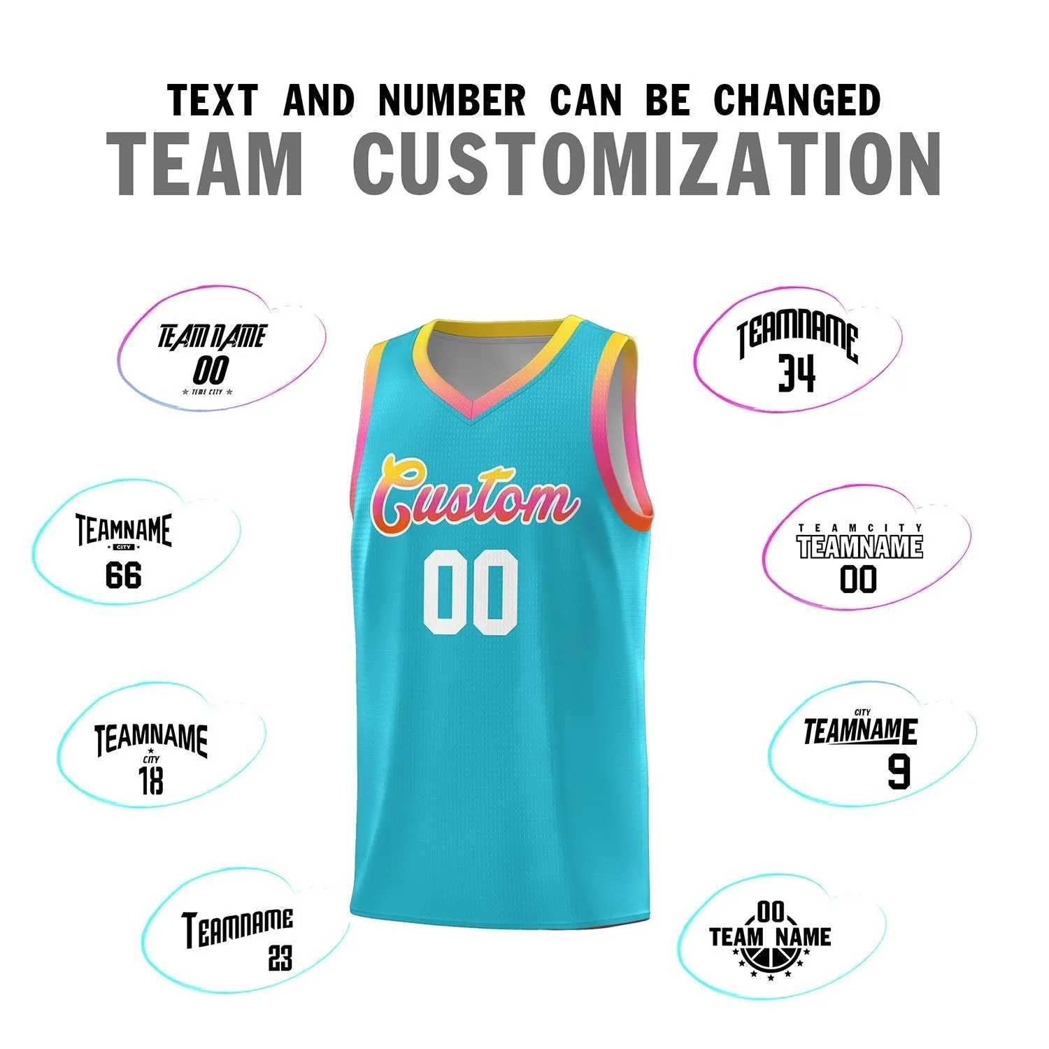 Custom Personalized Gradient Font Fashion Sports Uniform Basketball Jersey For Unisex