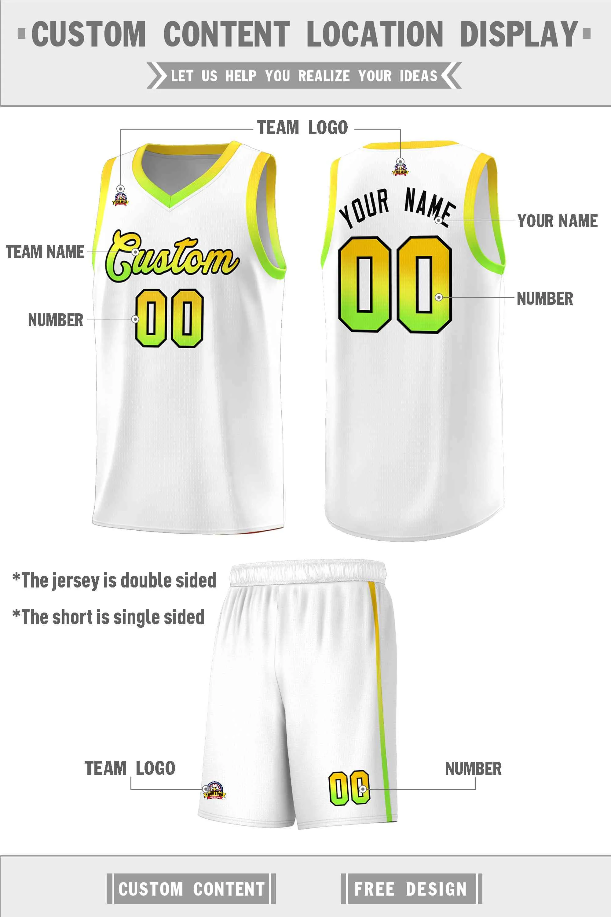 Custom Personalized Gradient Font Fashion Sports Uniform Basketball Jersey For Unisex