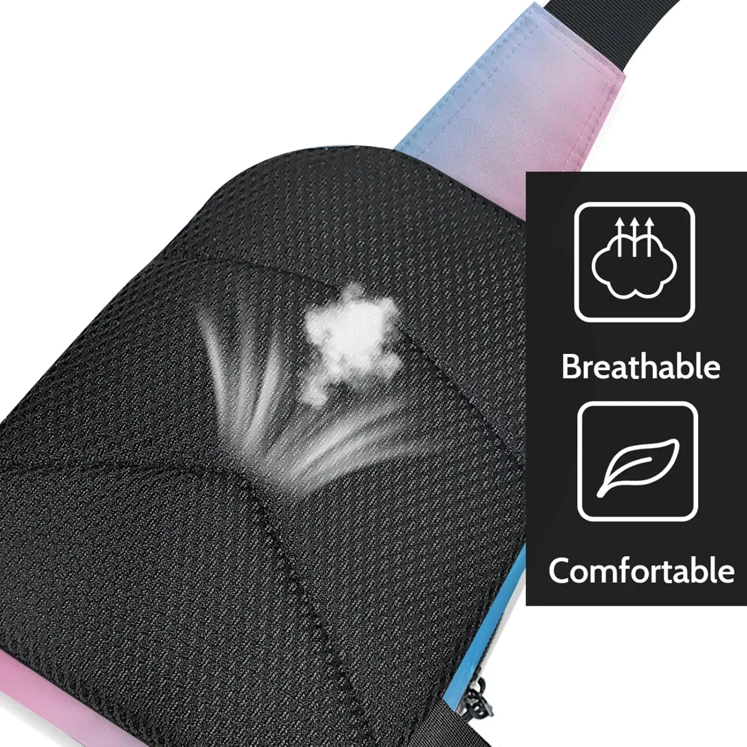 Custom Sling Bag Personalized Chest Bag Crossbody Bags with Initial Travel Shoulder Backpack for Outdoor Sports, Blue Pink Gradient