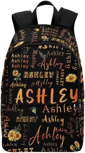 Customized Backpack School Bags with Name, Custom Gradient Orange Sunflower Knapsack Backpack Personalized Laptop Backpack Fashion Daypack for Camping Hiking