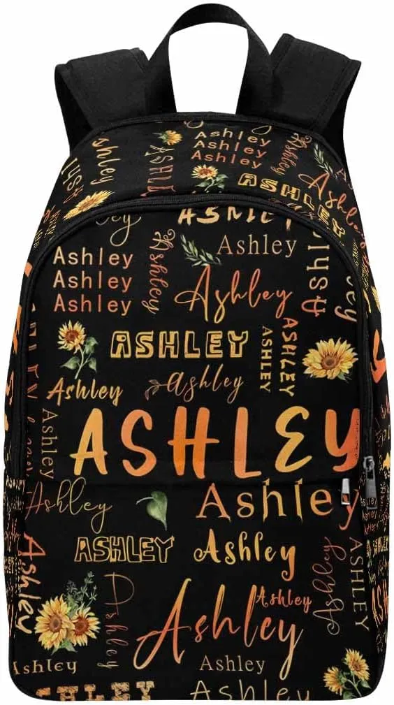 Customized Backpack School Bags with Name, Custom Gradient Orange Sunflower Knapsack Backpack Personalized Laptop Backpack Fashion Daypack for Camping Hiking