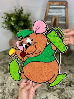 CUTE LUCKY MOUSE - CHENILLE PATCH