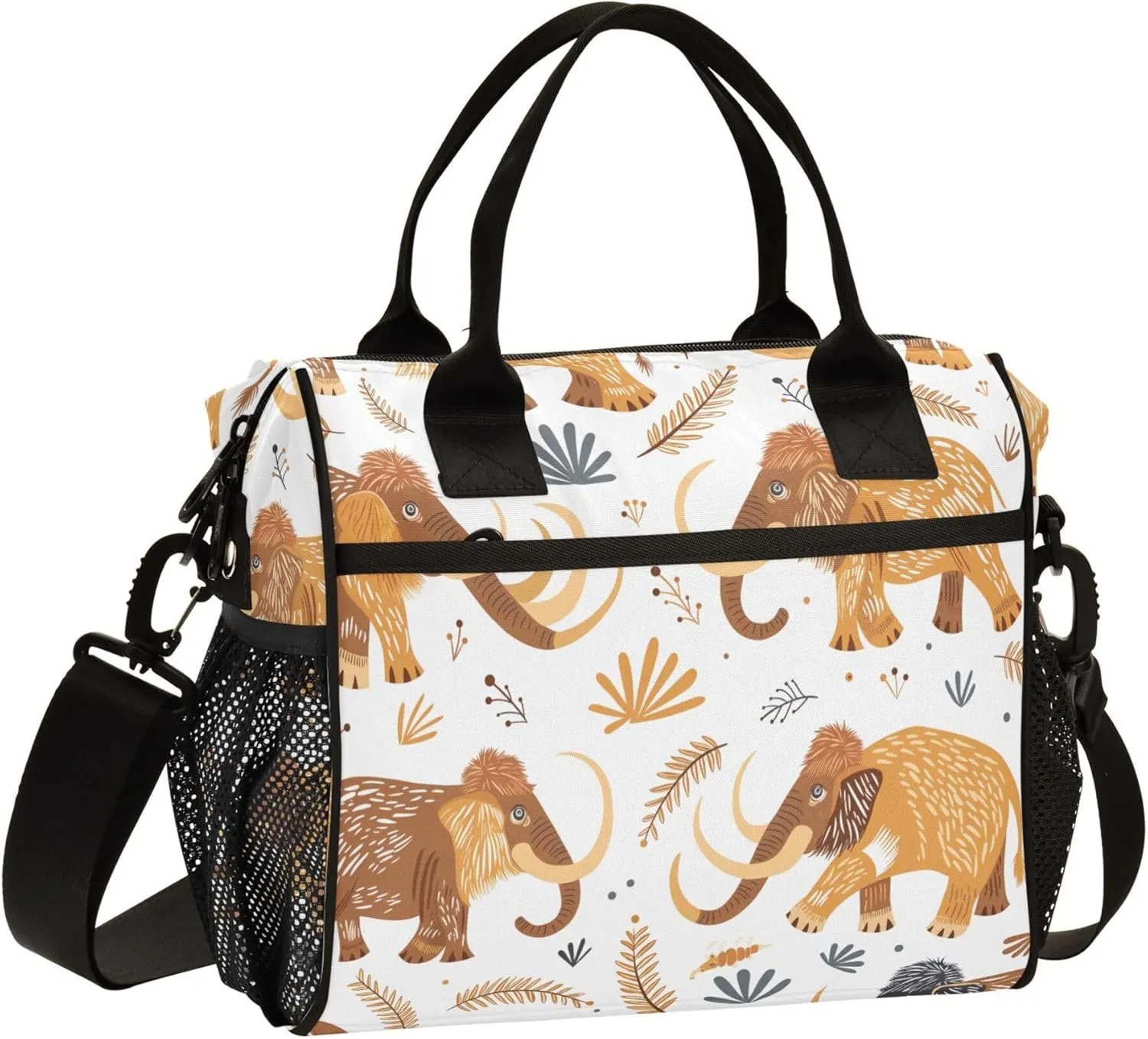 Cute Mammoths Large Lunch Tote Bags Insulated Lunch Box with Adjustable Shoulder Strap