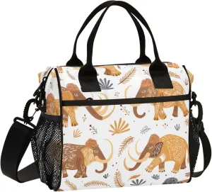 Cute Mammoths Large Lunch Tote Bags Insulated Lunch Box with Adjustable Shoulder Strap