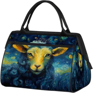 Cute Sheep 3d Visual Illusion Travel Sports Bag for Women Essentials Customized Name Carry On Duffel Gym Bag Personalized Accessories Large Tote Weekender Bag Ladies Beach Waterproof Bag