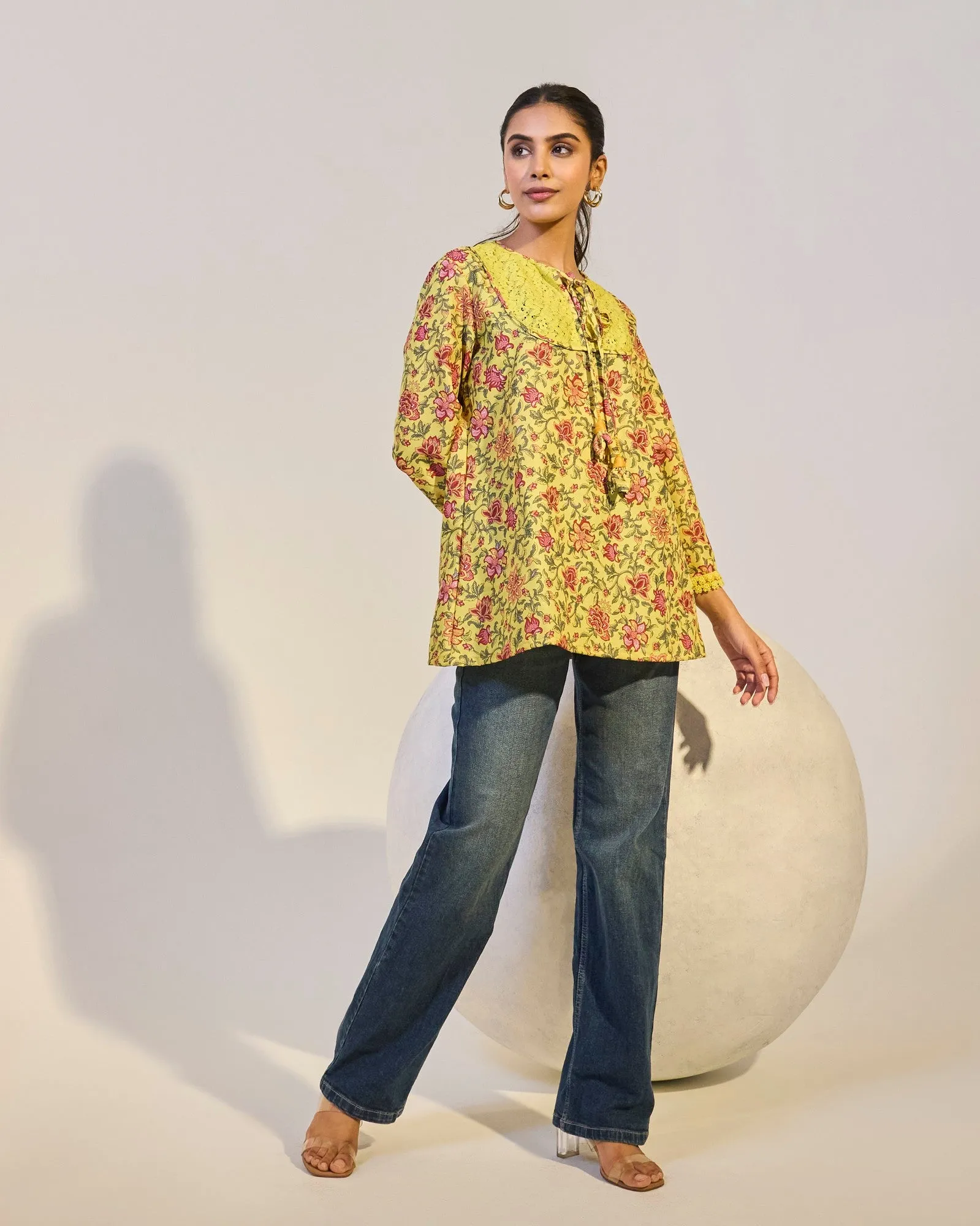 Dahlia Yellow Chintz Printed Top