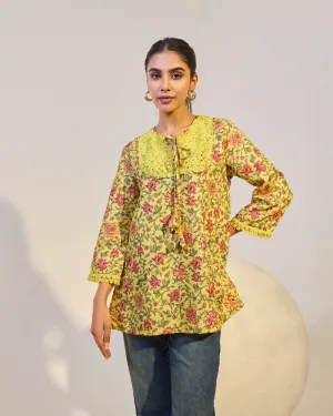 Dahlia Yellow Chintz Printed Top