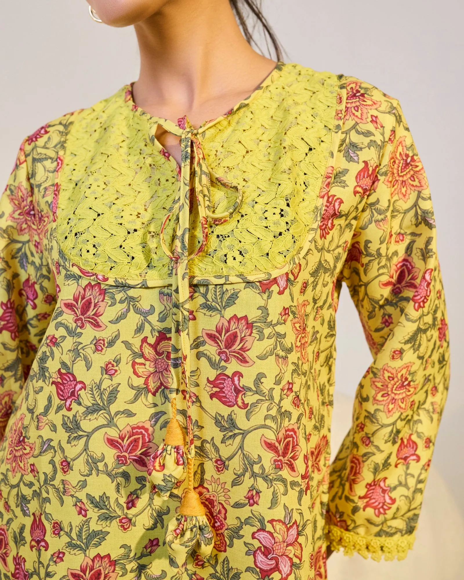 Dahlia Yellow Chintz Printed Top