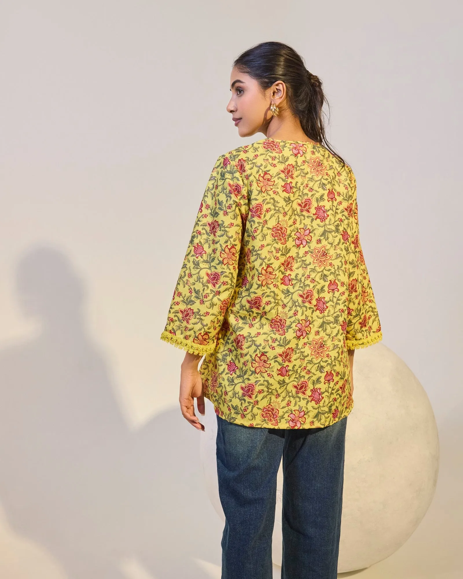 Dahlia Yellow Chintz Printed Top