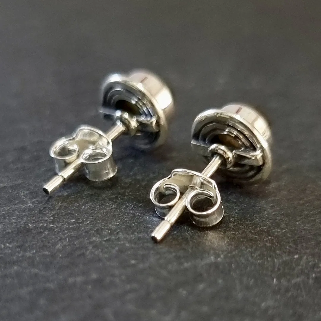 Dainty Round Smoky Quartz Studs Earrings, 925 Sterling Silver, S16SQ