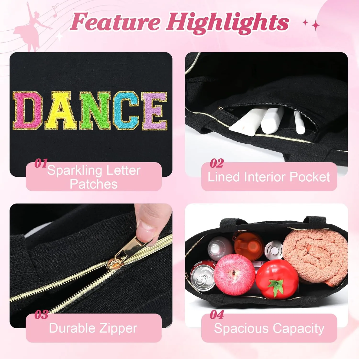 Dance Bag for Girls Dance Duffle Tote Bags Teens Toddler Kids Athletes Stuff Women Fun Workout Duffel Weekend Gymnastics Bride Bag