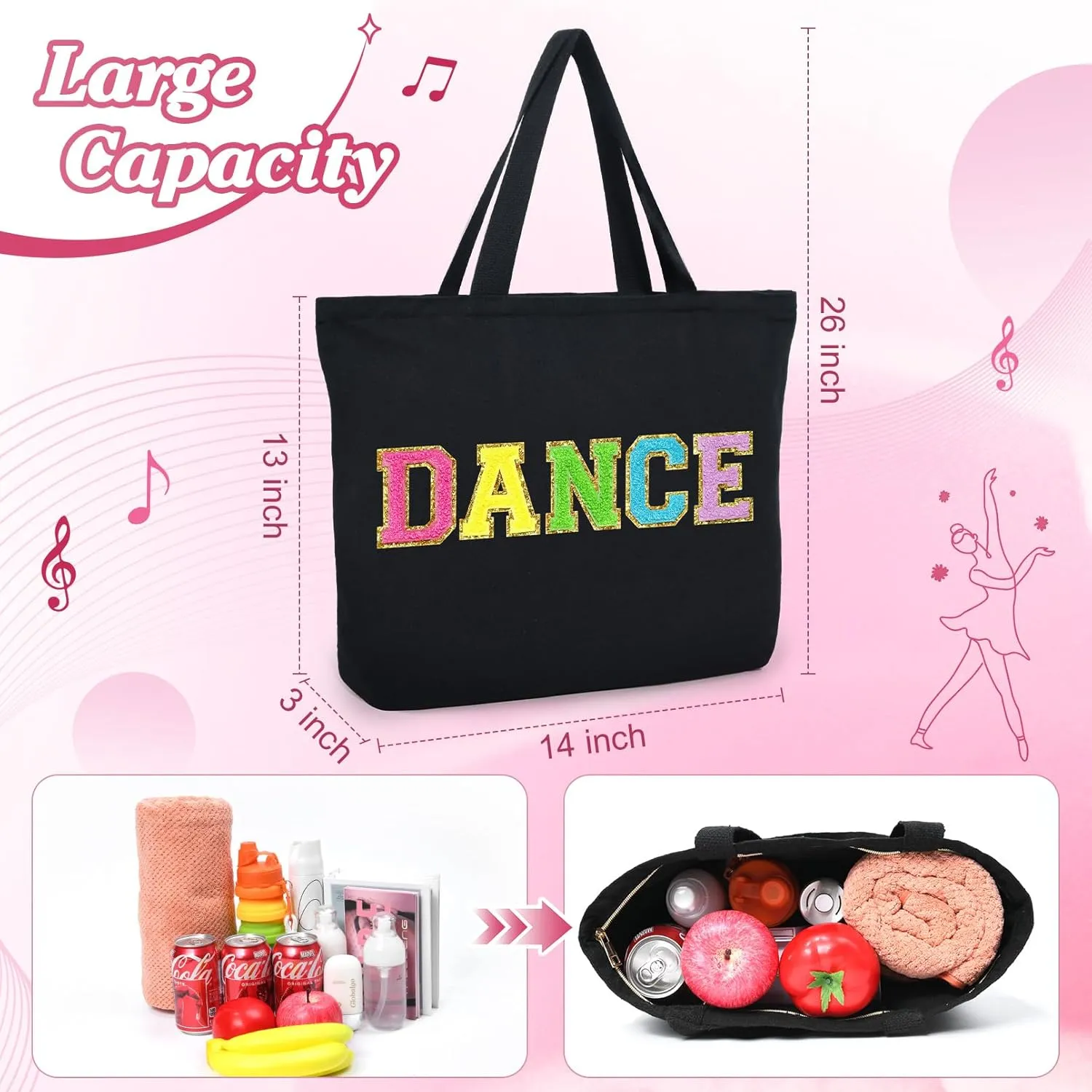 Dance Bag for Girls Dance Duffle Tote Bags Teens Toddler Kids Athletes Stuff Women Fun Workout Duffel Weekend Gymnastics Bride Bag