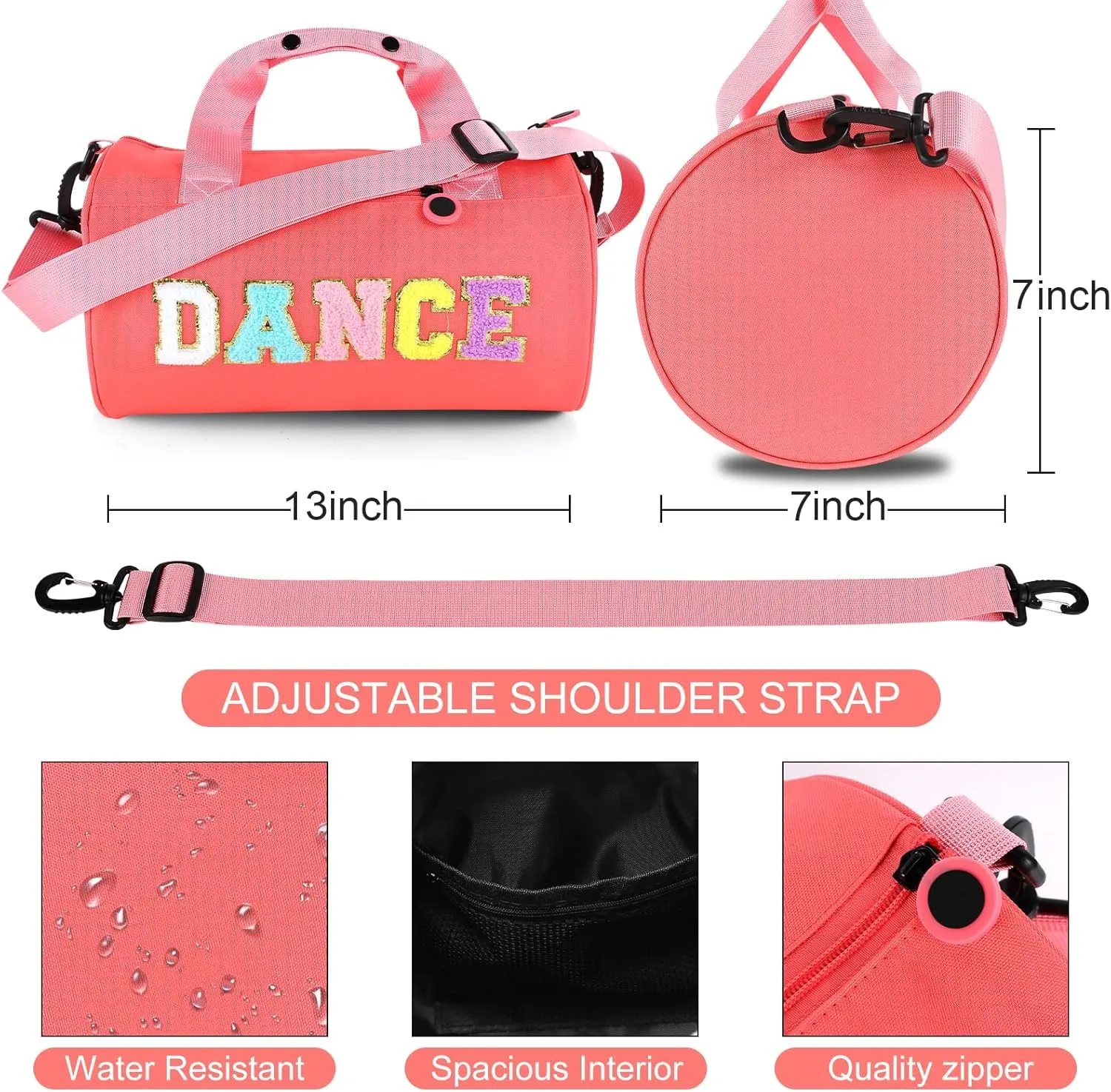Dance Ballet Bag for Girls Sport Gym Duffle Bags Overnight Travel Bags Fun Dance Workout Duffel Bag Toddler Kid Cute Bag for Dancers, Girls, Teens, Student Athletes (Pink)