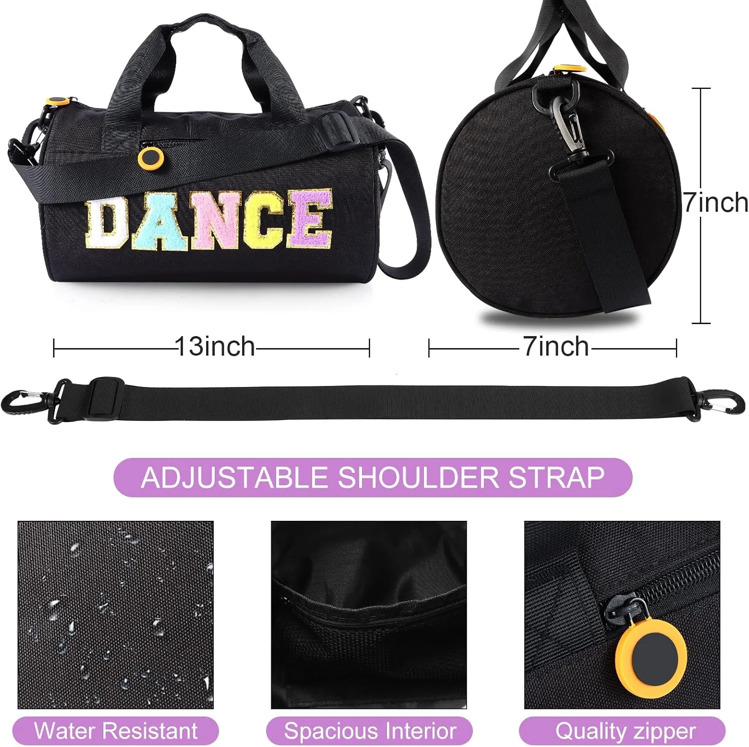 Dance Ballet Bag for Girls Sport Gym Duffle Bags Overnight Travel Bags Fun Dance Workout Duffel Bag Toddler Kid Cute Bag for Dancers, Girls, Teens, Student Athletes