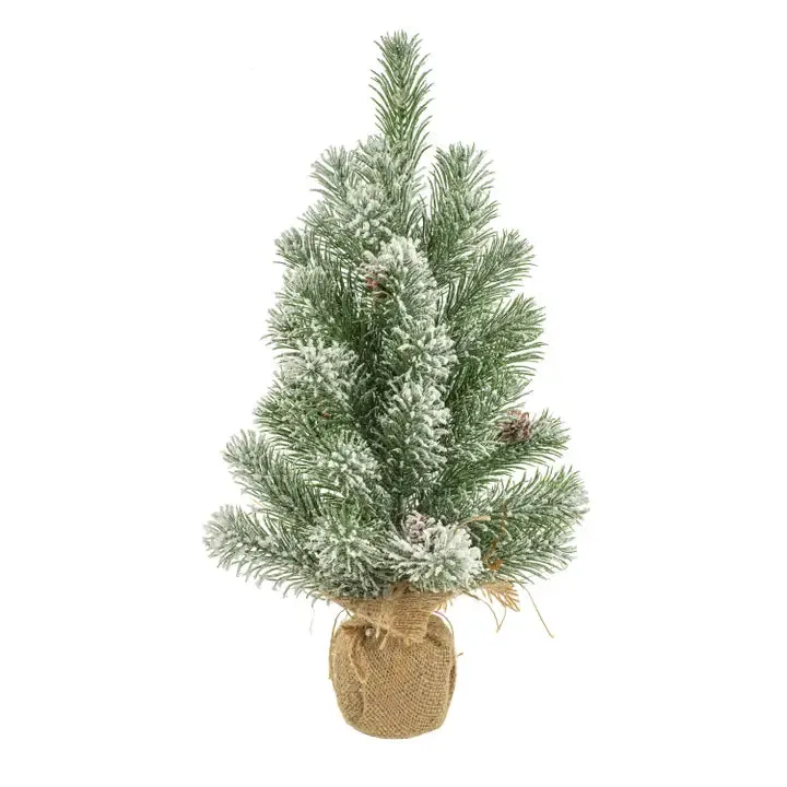 Dark Green Artificial Frosted Table Top Tree