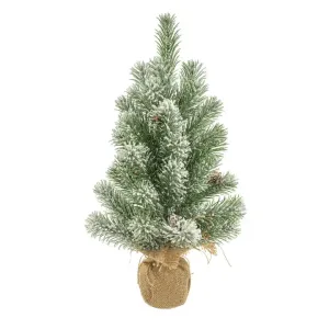 Dark Green Artificial Frosted Table Top Tree