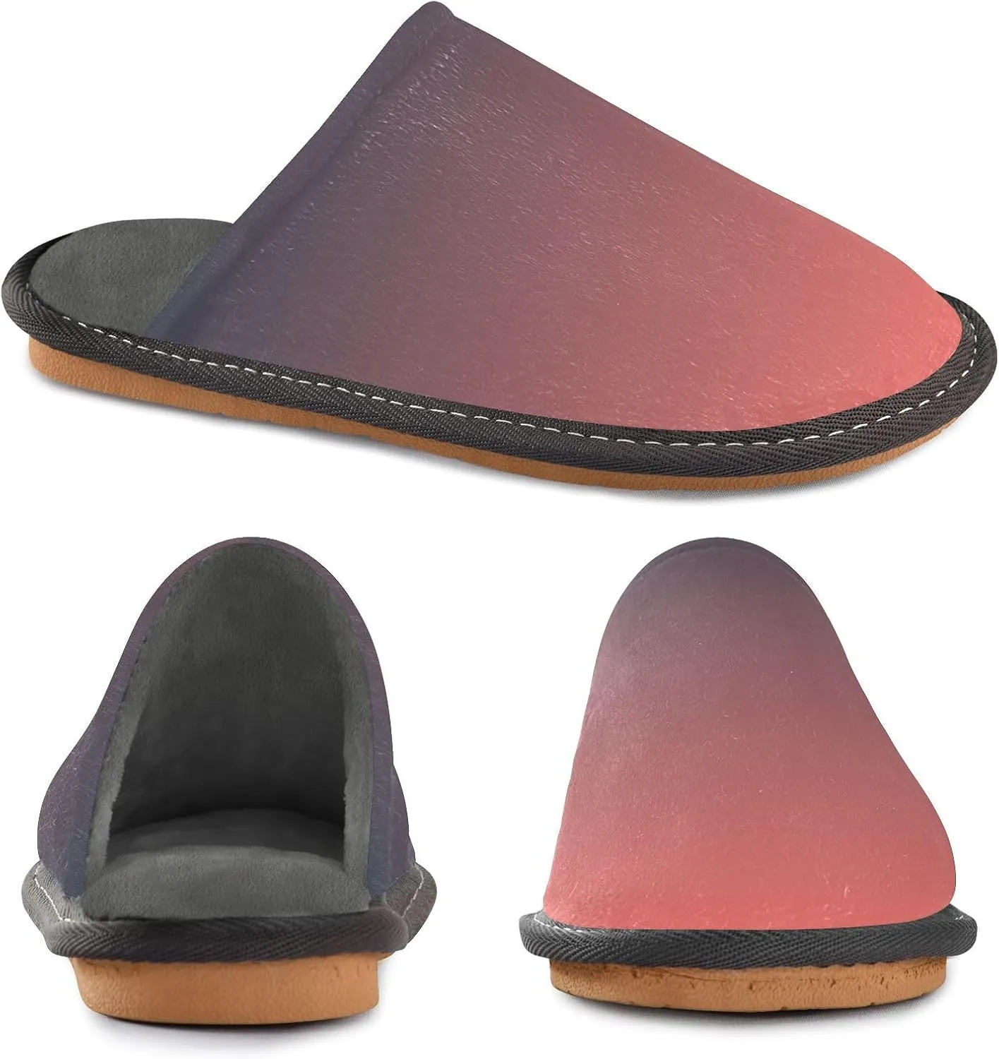 Dark Green Gradient House Slippers for Women Men Non-Slip Fluffy Slippers