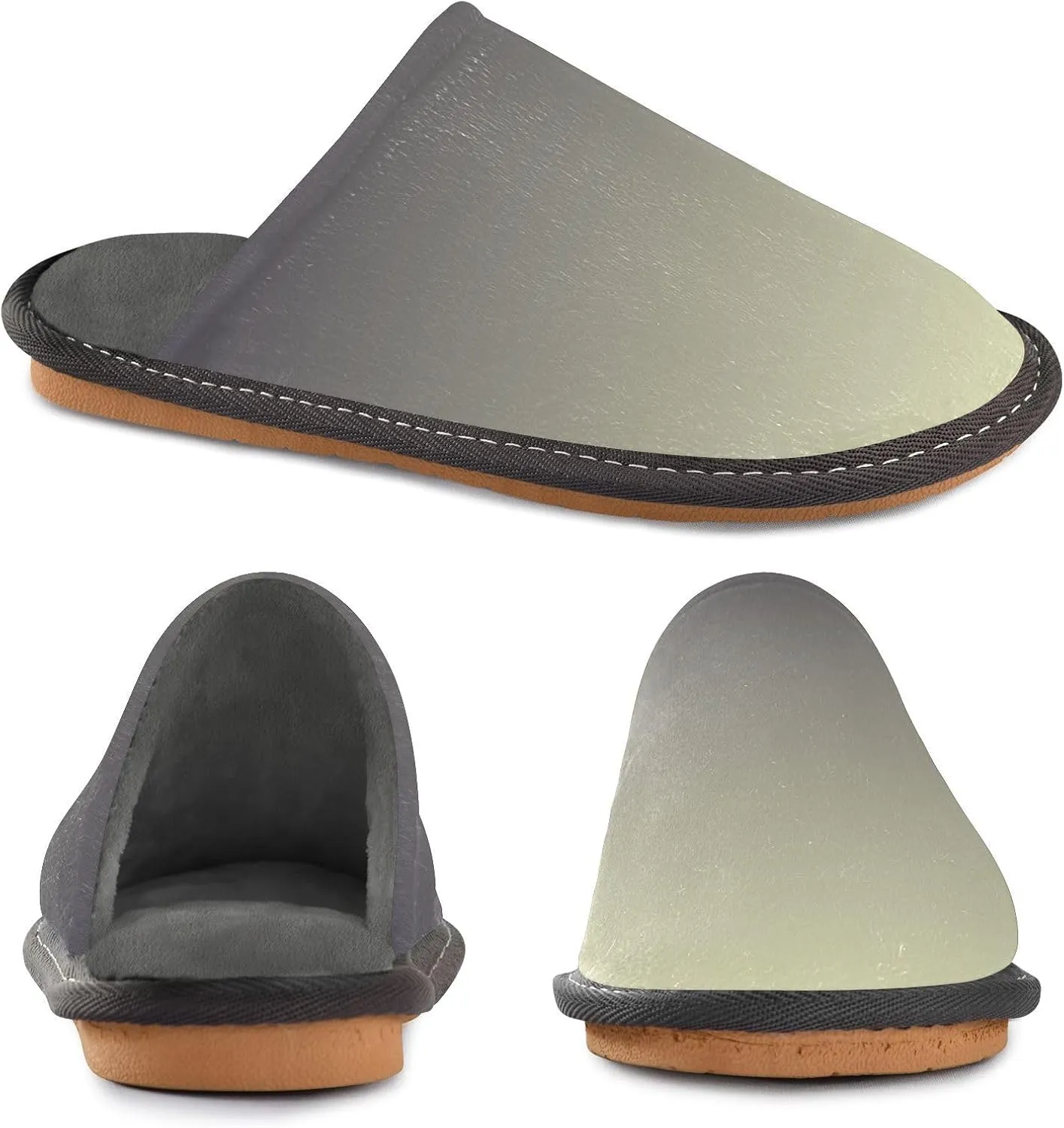 Dark Green Gradient House Slippers for Women Men Non-Slip Fluffy Slippers