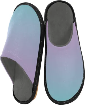 Dark Green Gradient House Slippers for Women Men Non-Slip Fluffy Slippers