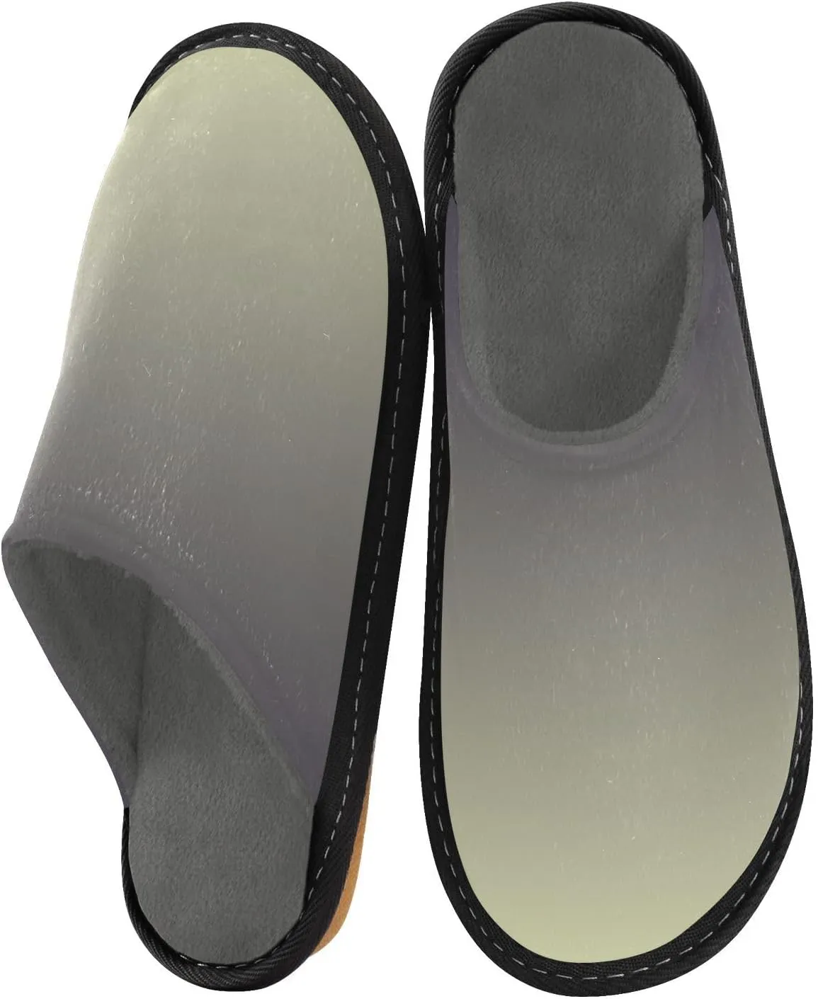 Dark Green Gradient House Slippers for Women Men Non-Slip Fluffy Slippers
