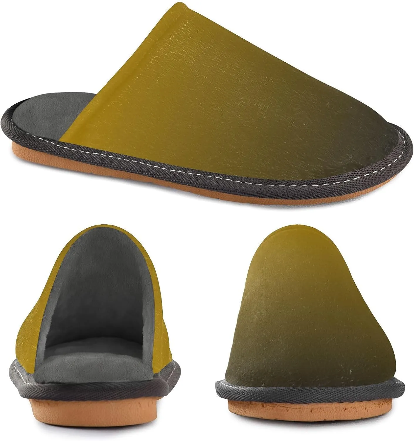Dark Green Gradient House Slippers for Women Men Non-Slip Fluffy Slippers