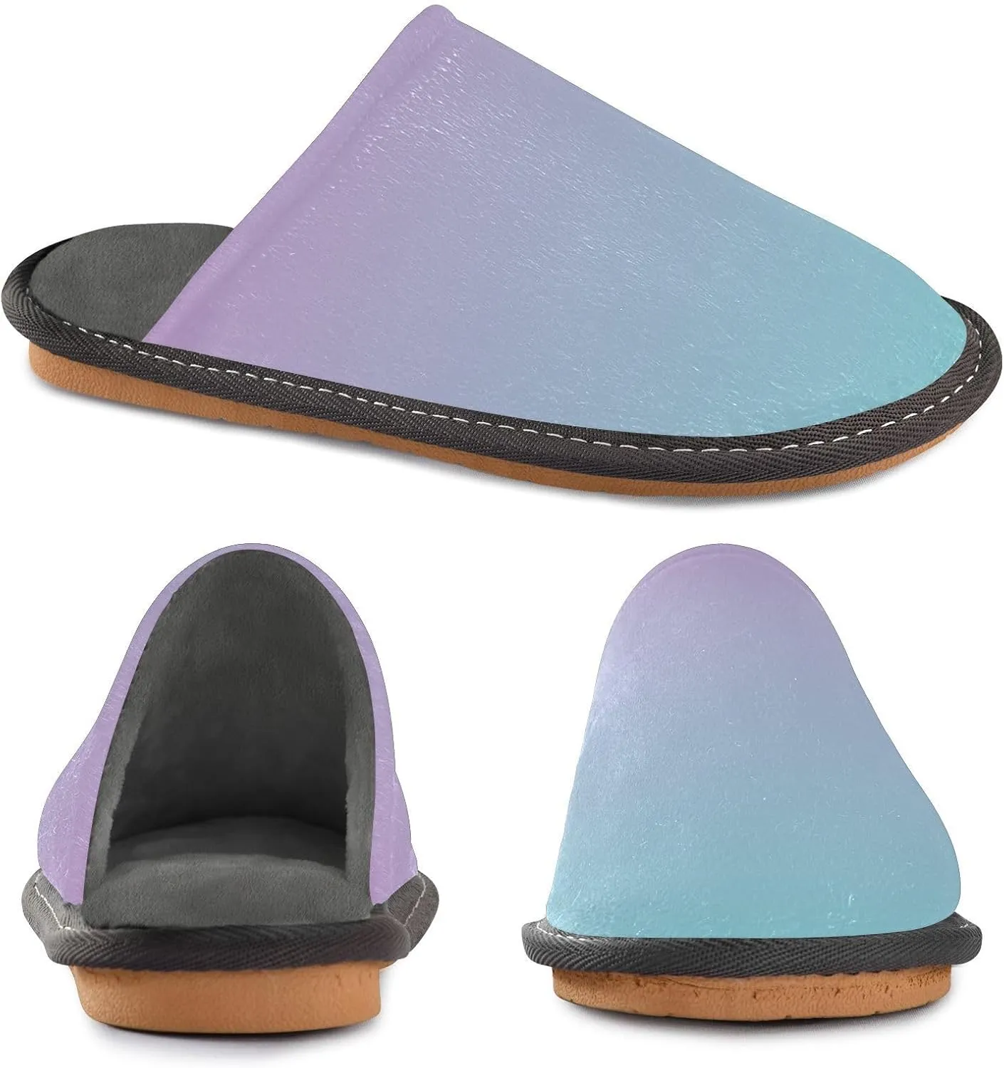 Dark Green Gradient House Slippers for Women Men Non-Slip Fluffy Slippers