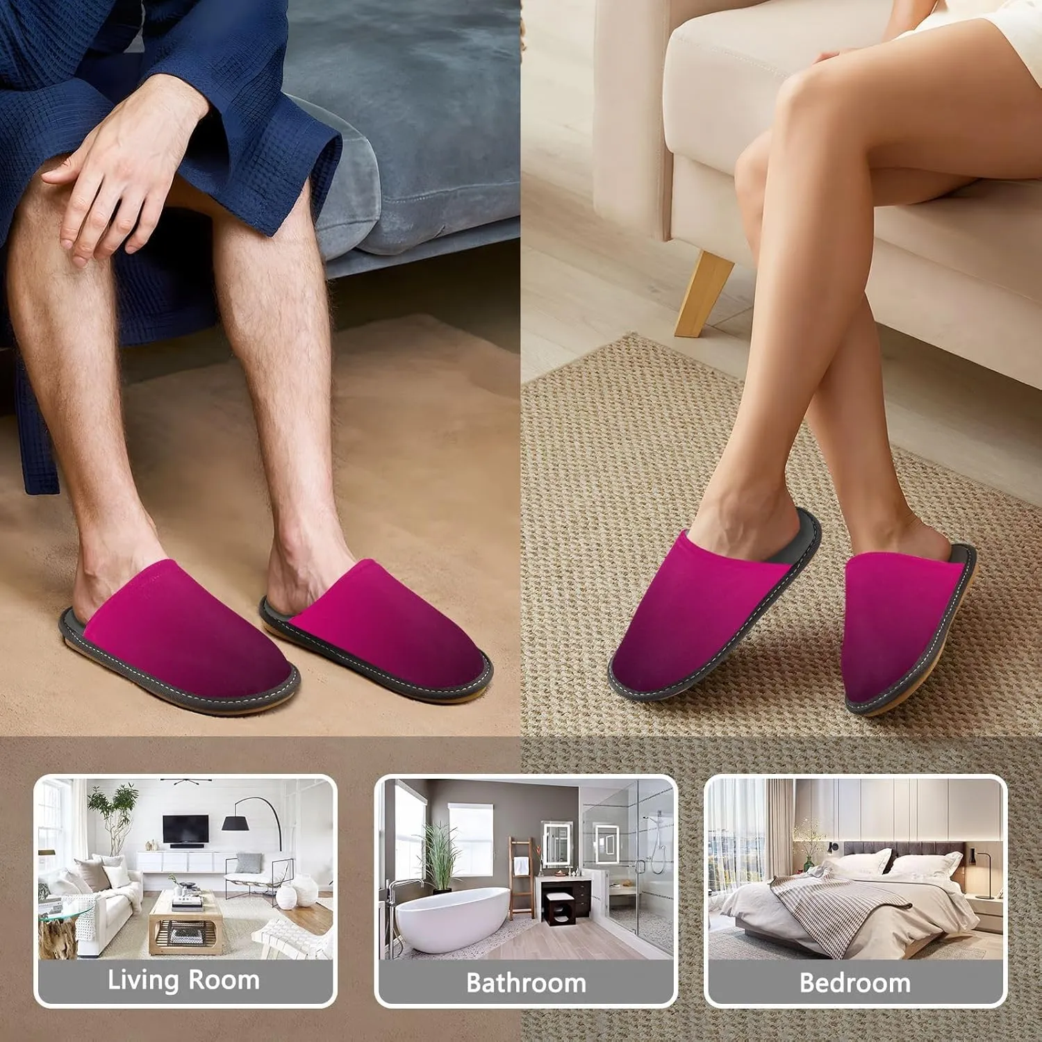 Dark Green Gradient House Slippers for Women Men Non-Slip Fluffy Slippers