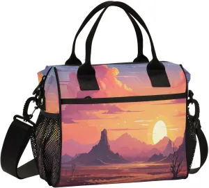 Dead Tree Sunset Wilderness Insulated Lunch Bag Reusable Lunch Box for Men Women Leakproof Cooler Tote Bag with Adjustable Shoulder Strap Lunch Container for Picnic Camping Travel Work