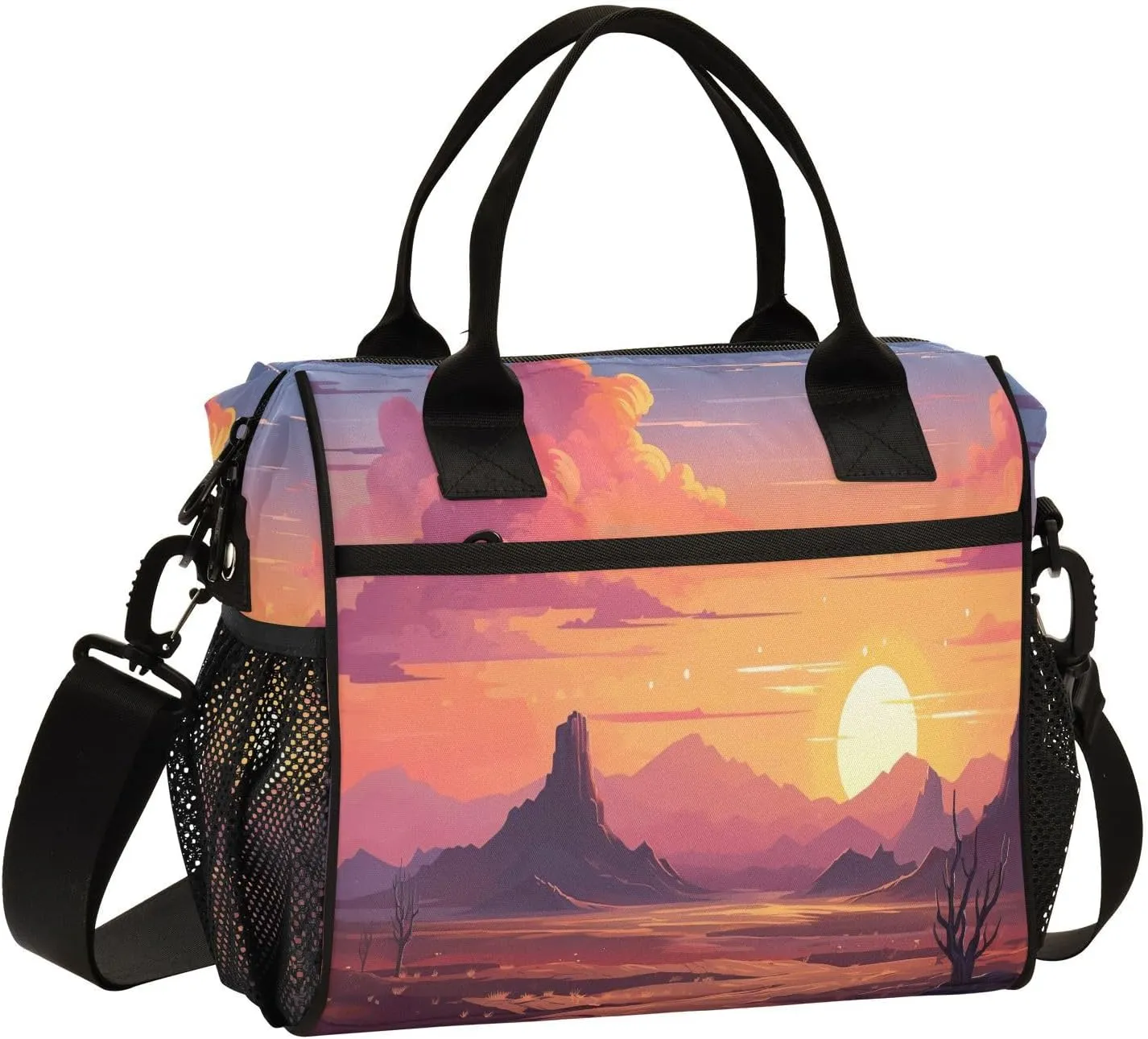 Dead Tree Sunset Wilderness Insulated Lunch Bag Reusable Lunch Box for Men Women Leakproof Cooler Tote Bag with Adjustable Shoulder Strap Lunch Container for Picnic Camping Travel Work