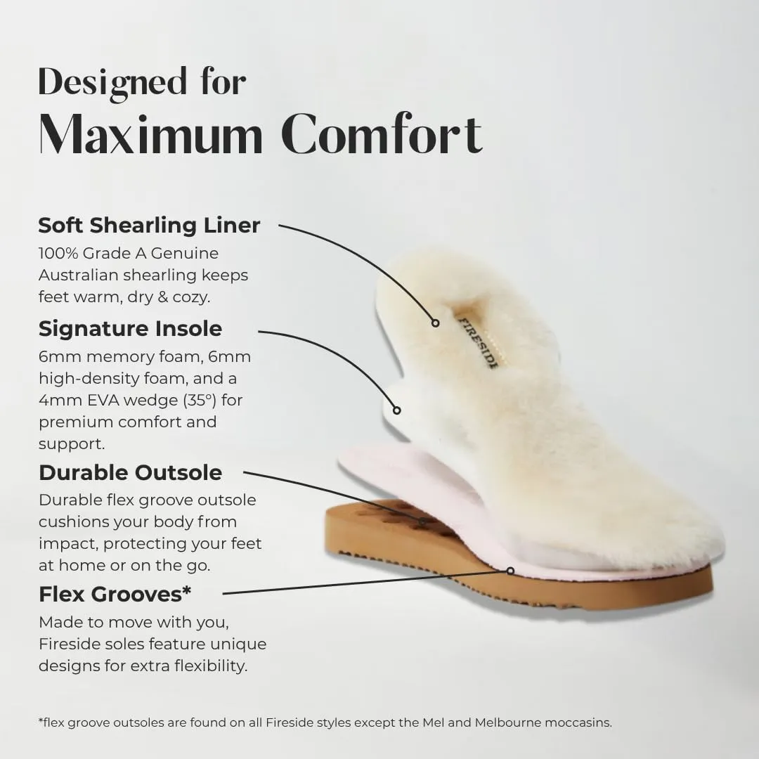 Dearfoams Women's Fireside Sydney Shearling Fur Indoor/Outdoor Scuff Slipper with Wide Widths