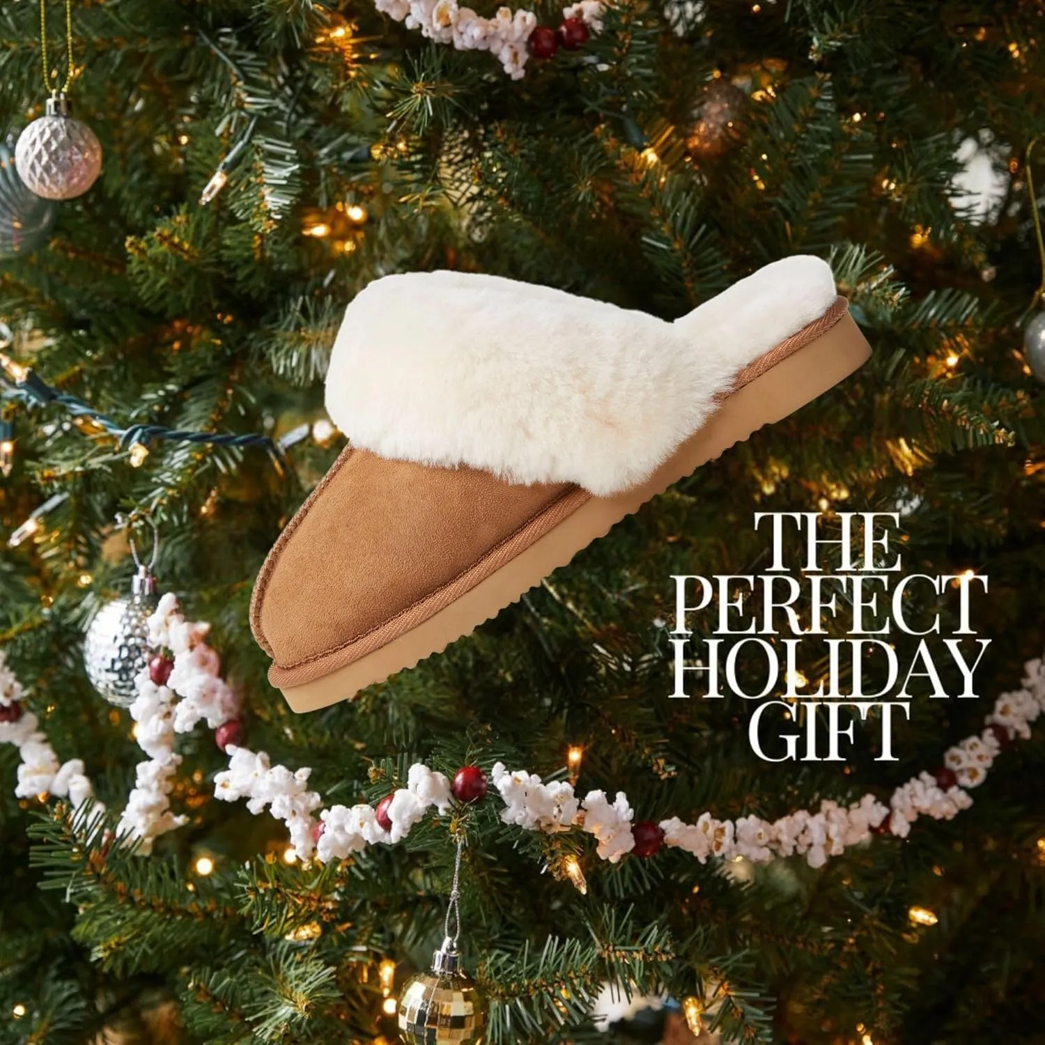 Dearfoams Women's Fireside Sydney Shearling Fur Indoor/Outdoor Scuff Slipper with Wide Widths