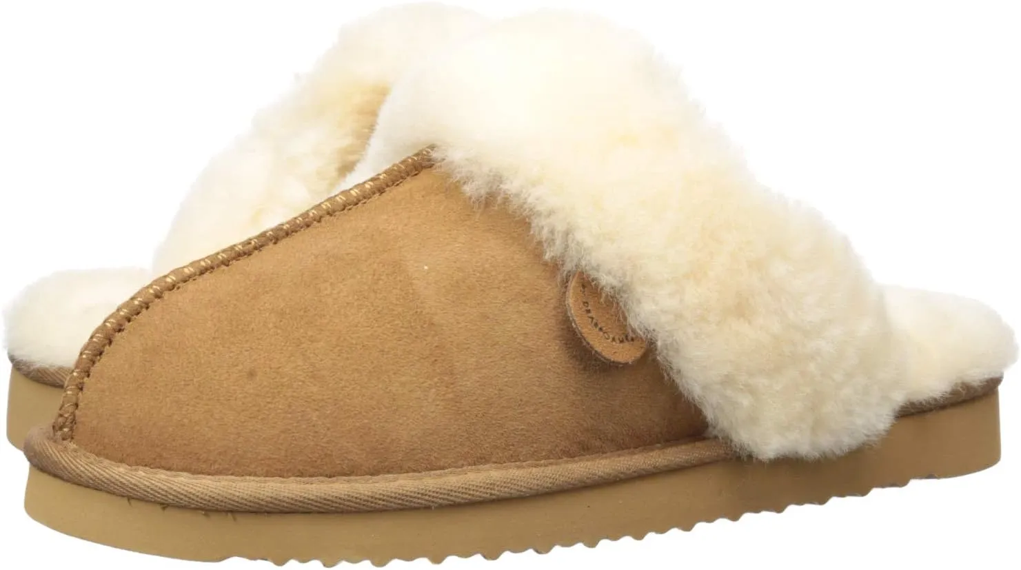 Dearfoams Women's Fireside Sydney Shearling Fur Indoor/Outdoor Scuff Slipper with Wide Widths