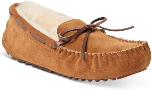 Dearfoams Women's Fireside Water Resistant Genuine Shearling Victoria Moc with Tie