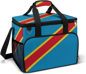 Democratic Republic of Congo Camping Cooler Bags Insulated Beach Cooler Portable Leak Proof Camping Cooler with Shoulder Strap