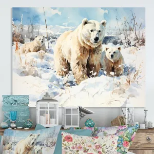 DesignQ Winter Scenery Polar Bears in Snow II Bear Metal Wall Art, White Metal Wall Decor, Modern Metal Art Decor For Bedroom - 20x12 Inch