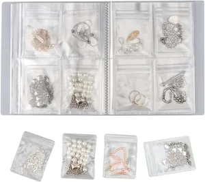 DesignSter Jewelry Storage Book, Earring Organizer Book, Jewelry Storage Bag Thicken Anti-Oxidation, Jewelry Travel Organizer (160Grids 100pcs Ziplock Bags)