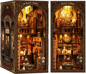 DIY Book Nook Kit 3D Wooden Puzzles for Adults, Bookstore Miniature House Kit Book Nook Bookshelf Insert Decor with LED Lights Craft Kits