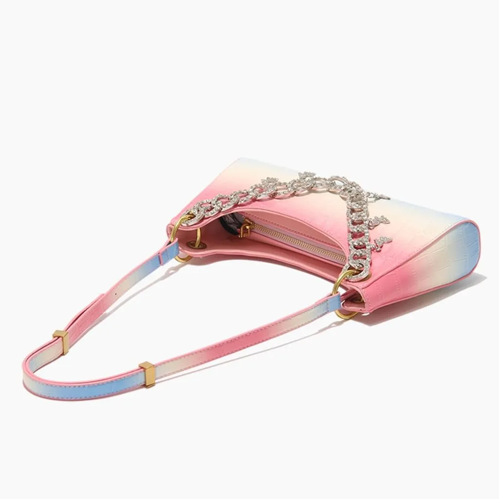 DJBM Women Pearl Handle Clutch Bag Superior Trendy Gradient Underarm Purse for Nightclub Gathering
